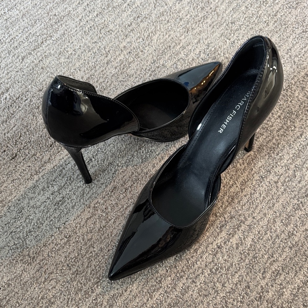 Marc Fisher Glossy Patented Leather Black Heels size 9